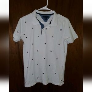 Tommy Hilfiger Flag Print Polo Shirt Sz Youth Large